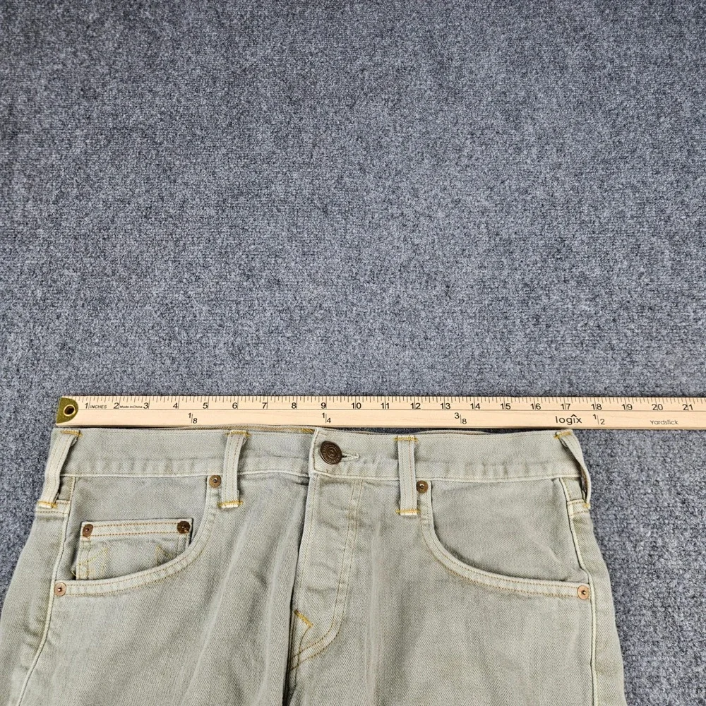 True Religion Bobby Straight Leg Jeans Mens 32 Green USA Made Button Fly Denim